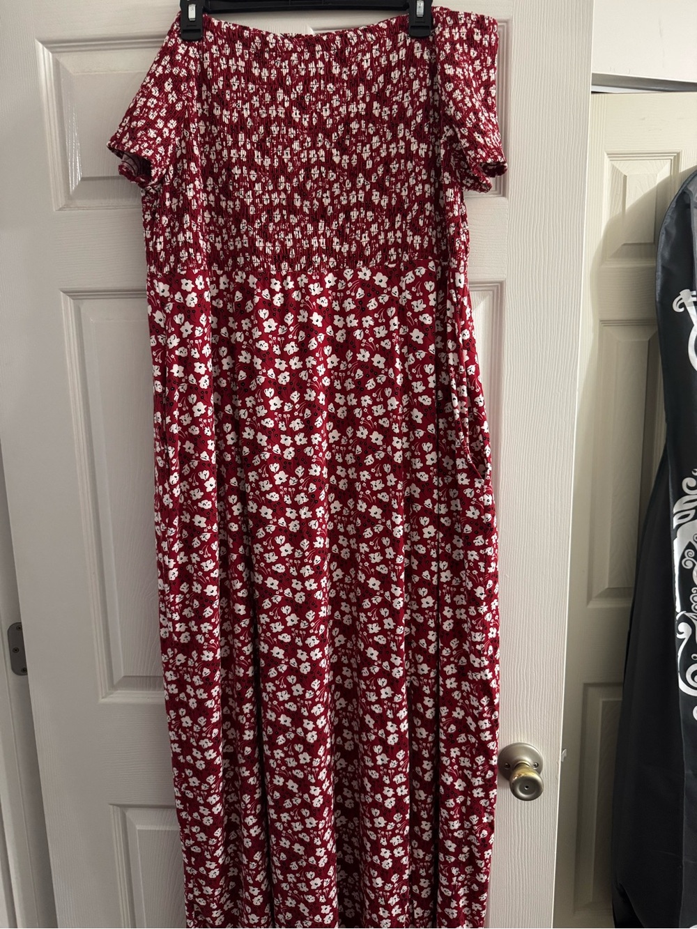 Cato Red Strapless Floral Maxi Dress with White Flowers